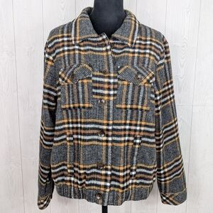 Christopher and Banks Plaid Fleece Jacket Women's Size Large Shacket